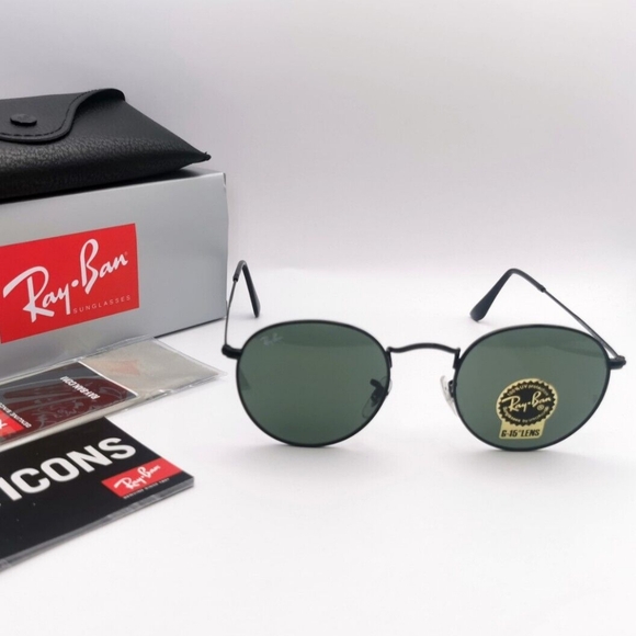 LIKE NEW RayBan Round Metal RB3447 Black Ray ban Sunglasses - Picture 2 of 13